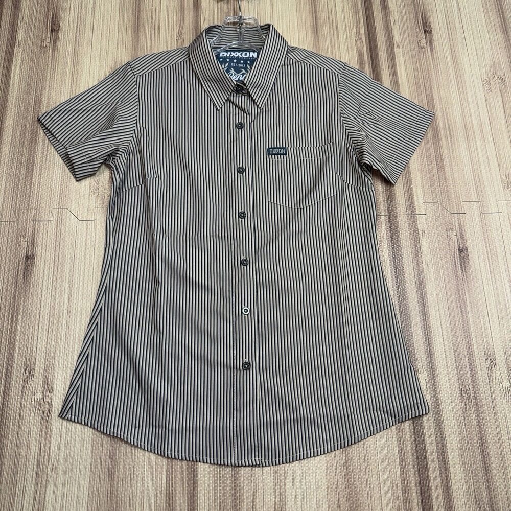 Dixxon Flannel Company Womens S Tan Triple Stripe The Benny Short Sleeve Shirt